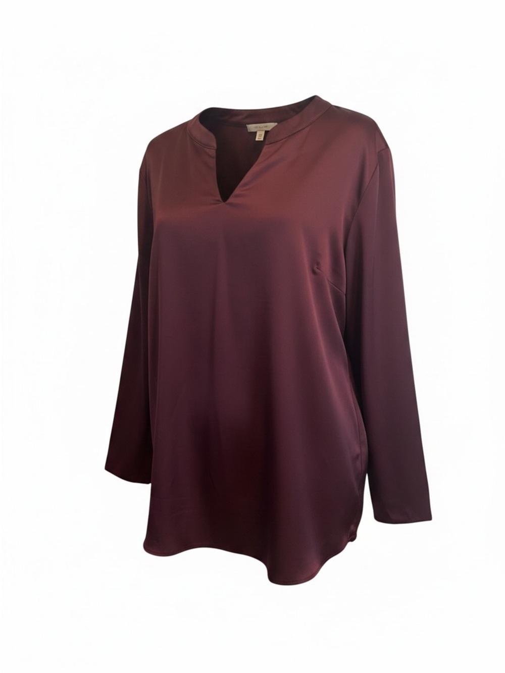Talbots Satin V-Neck Long Sleeve Top - Plum